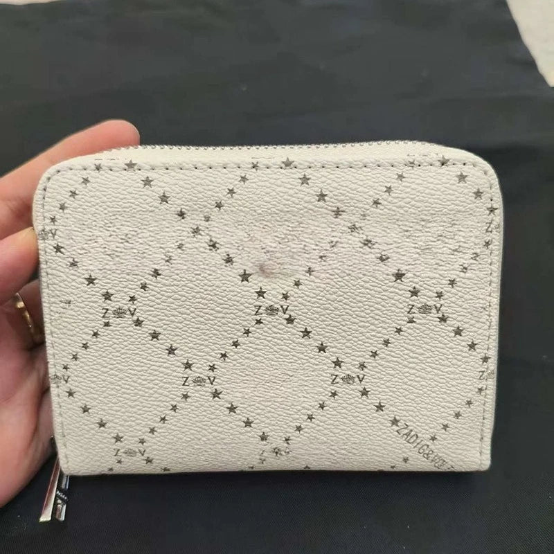 Nuovo Portafoglio da Donna ZV in PU con Catena Metallica, Porta Carte, Pochette in Denim, Portamonete, Portafoglio Piccolo