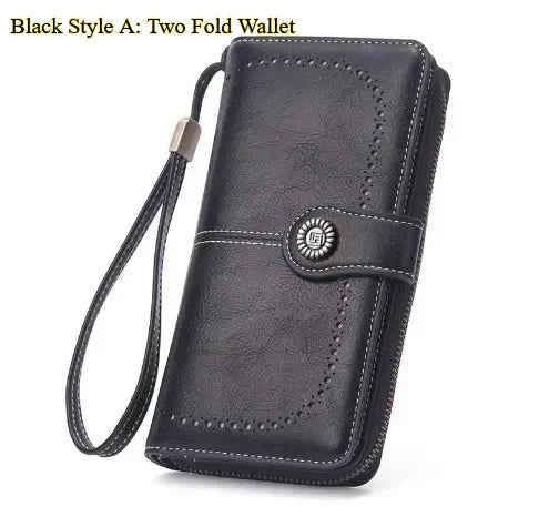 Portafoglio da donna di alta qualità, antifurto, in pelle, con cerniera lunga, grande, pochette da donna, porta carte.