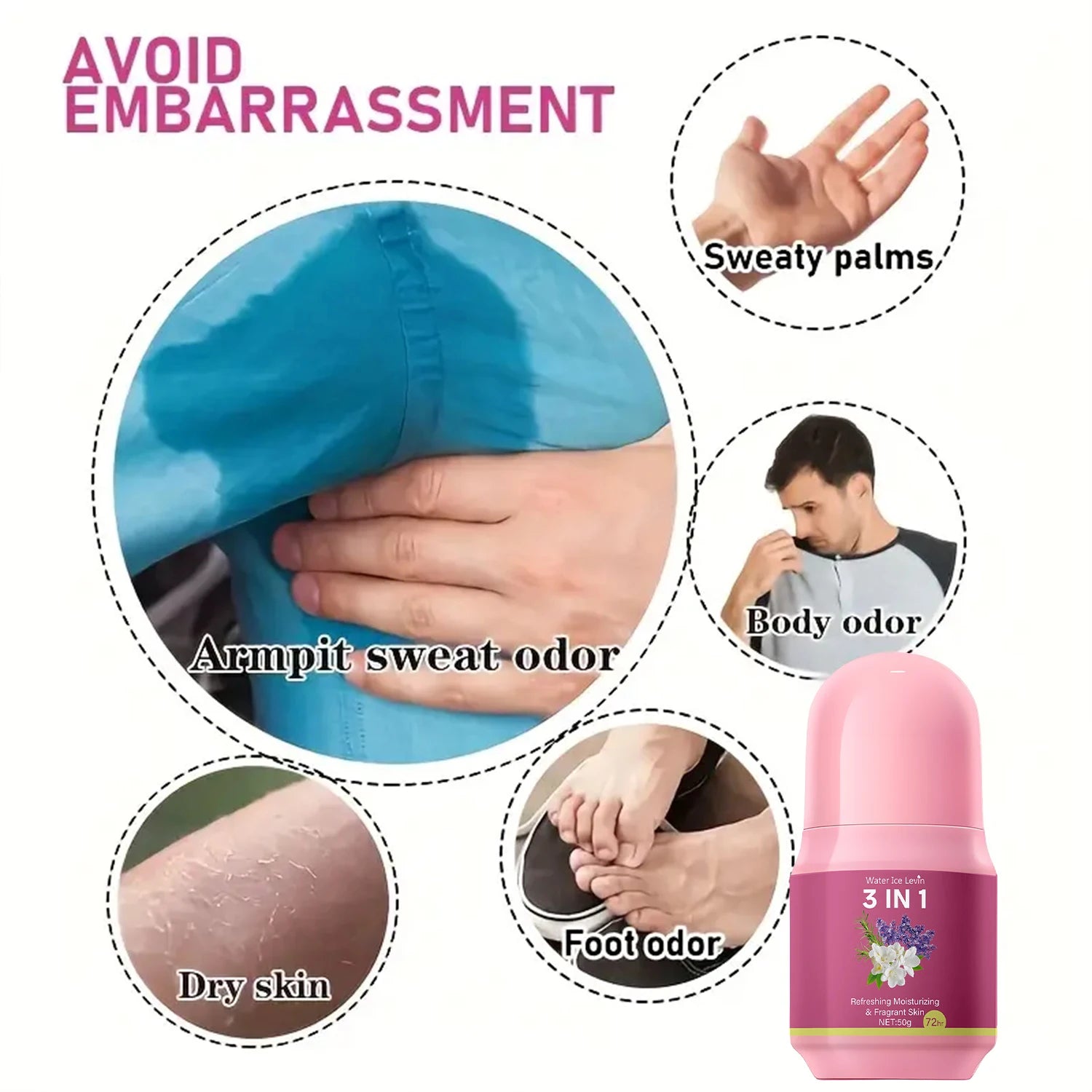 3-in-1 Deodorizing Cream. 72hr Odor Control. Refreshing Moisturizing Fragrant Skin. Summer Essential Stick. 50g Net.