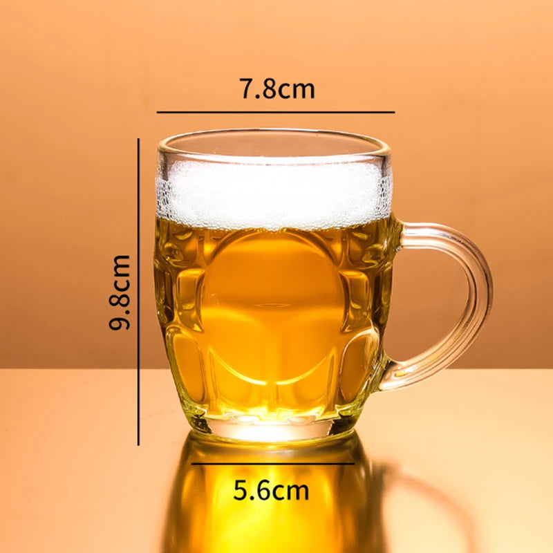 Tazze da birra da 260 ml Tazza di vetro per bar Ristorante domestico Bicchieri creativi Bere con manico Bicchiere da whisky Tazza di succo trasparente