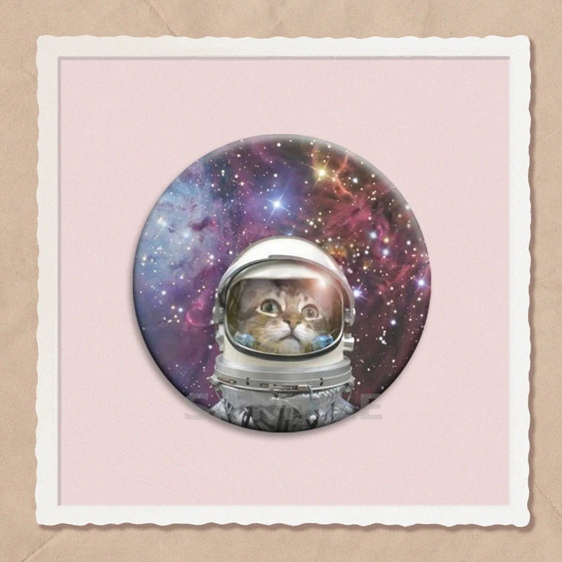 Simpatico e divertente arcobaleno gatto alieno spille con bottoni zaino abbigliamento decorazione spilla cartone animato fantascienza distintivo gioielli regali per bambini