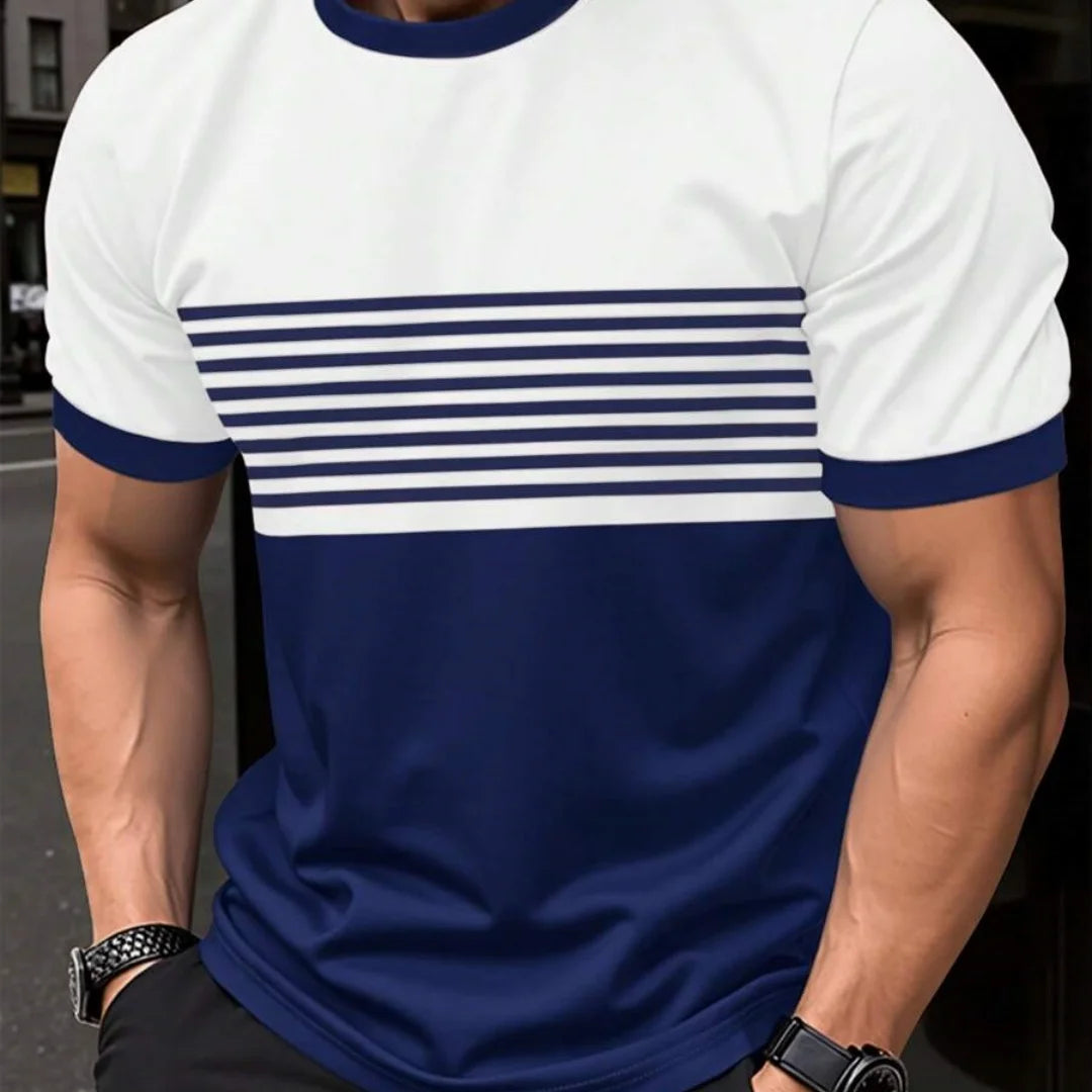 T-shirt oversize T-shirt da uomo Moda estiva Casual Girocollo Manica corta Top T-shirt da uomo stampata a righe