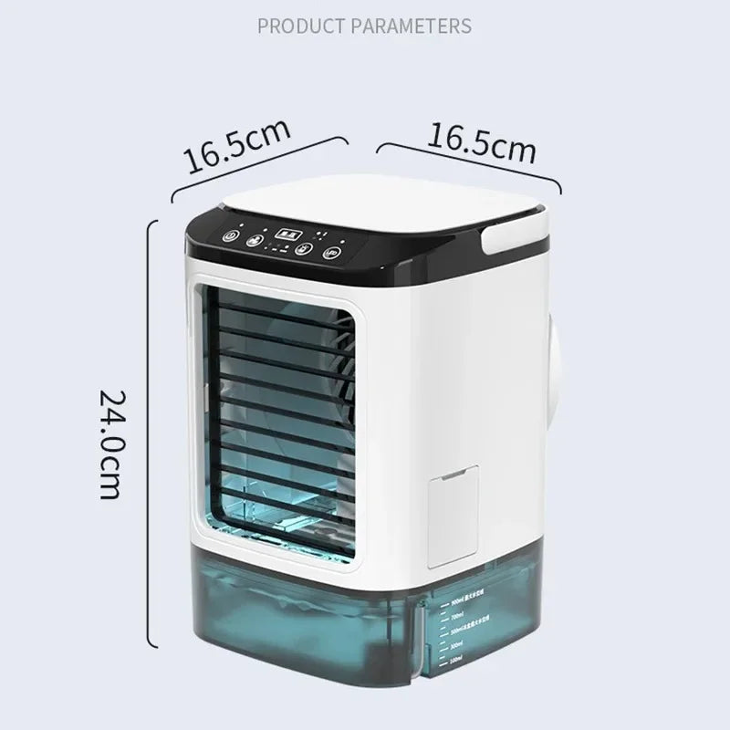 Condizionatore portatile domestico, ventilatore da scrivania con doppia atomizzazione ad ultrasuoni, 3 velocità, silenzioso, con luce notturna, condizionatore d'aria da tavolo