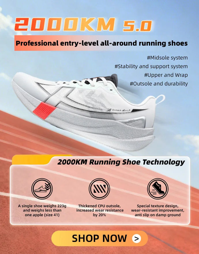 Scarpe da corsa da uomo Xtep 2000 km 3.0 2025 Scarpe da ginnastica da jogging da allenamento resistenti all'usura, leggere e ammortizzate primaverili 875119110032