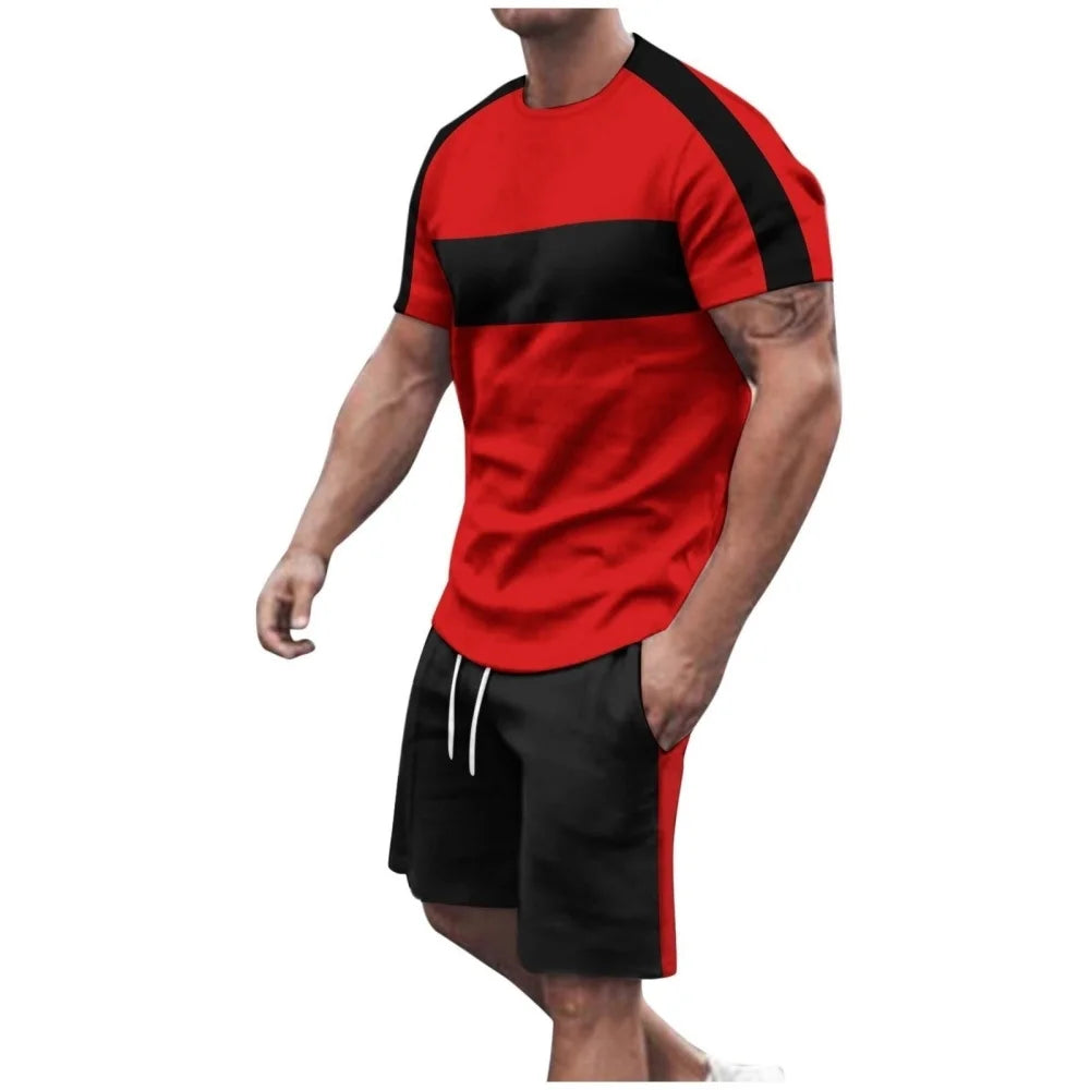 Completo Sportivo Casual da Uomo: T-shirt a Maniche Corte e Pantaloncini, Set Due Pezzi Comodo e Traspirante per Fitness Quotidiano e Corsa