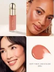 Set di blush Rare Beauty: Blush liquido effetto purè di patate, Blush in polvere che esalta il colore della pelle, con texture fine, facile da applicare e sfumare.