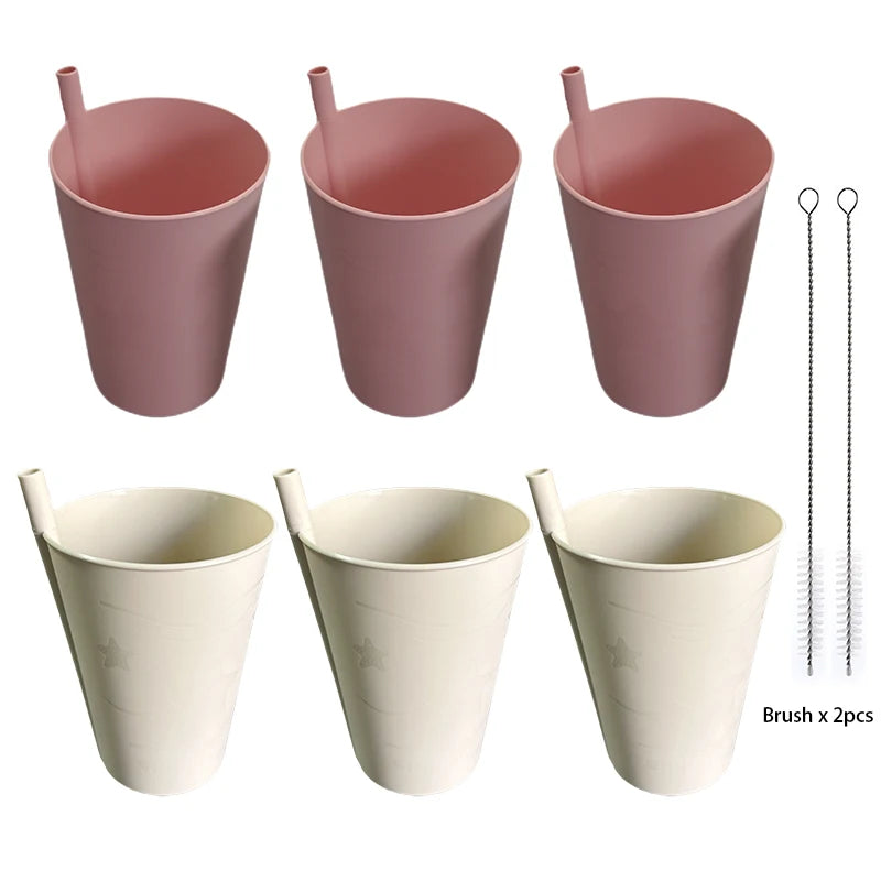 Bicchiere in plastica con cannuccia per bambini e adulti, bicchiere Sippy da 6 pezzi per uso quotidiano, senza BPA