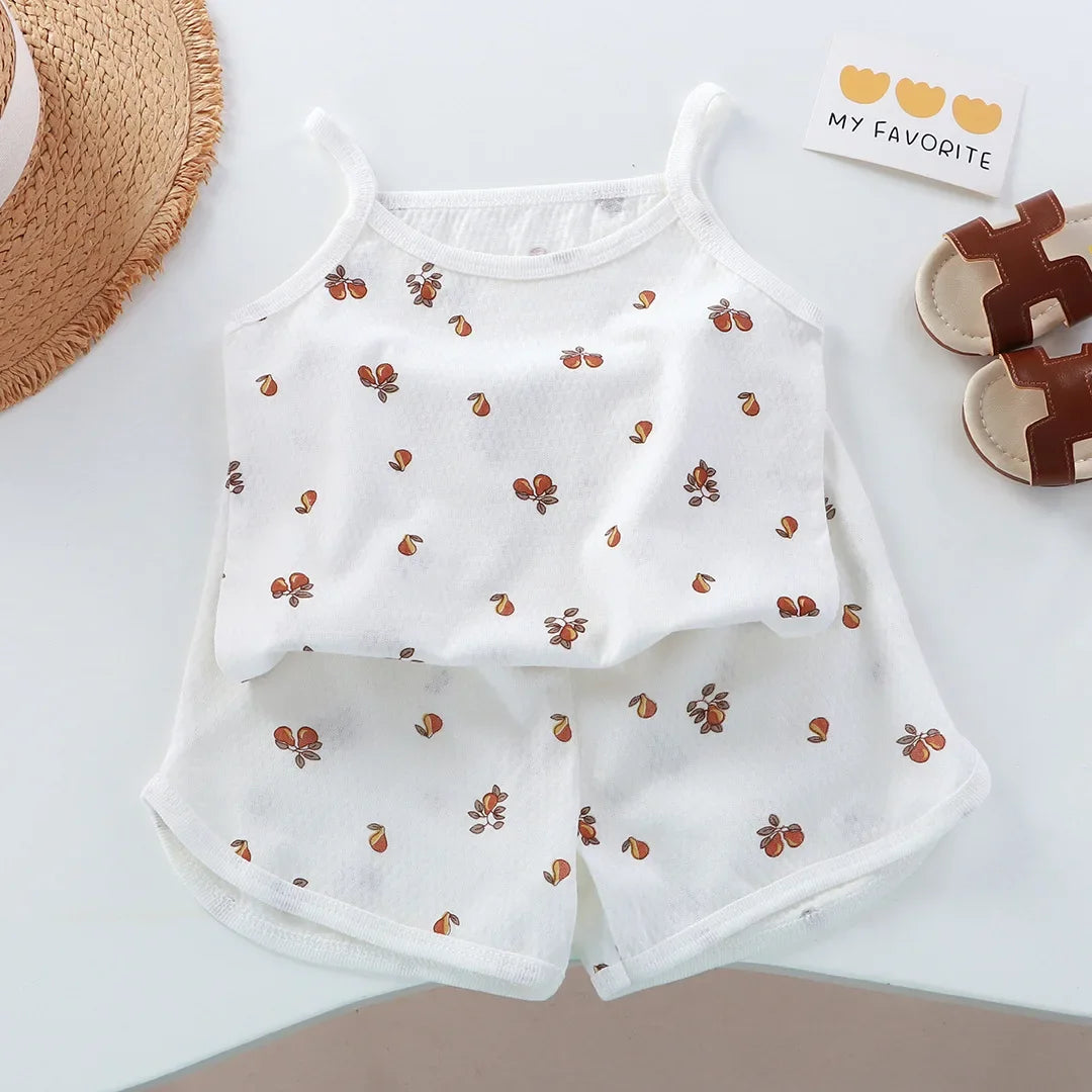 Completi in cotone con canotta e pantaloncini per neonata, set per il primo compleanno, abbigliamento estivo per neonata.