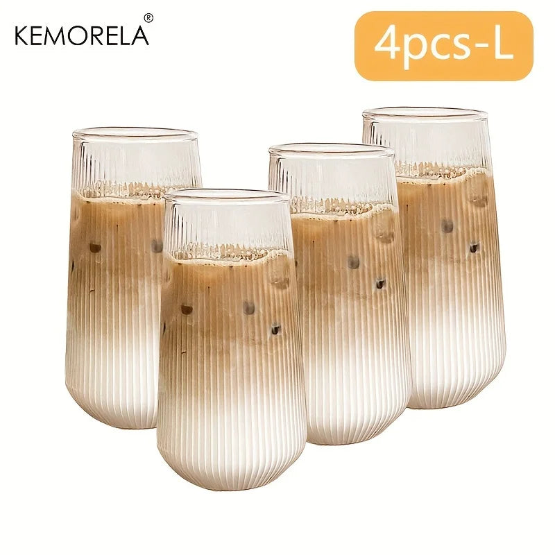 4/6PCS Resistente Al Calore Costola Caffè Bicchieri di Acqua Strisce Verticali Tazza di Tè per Bere Latte Birra Vino Succo di Bicchieri Set Regalo