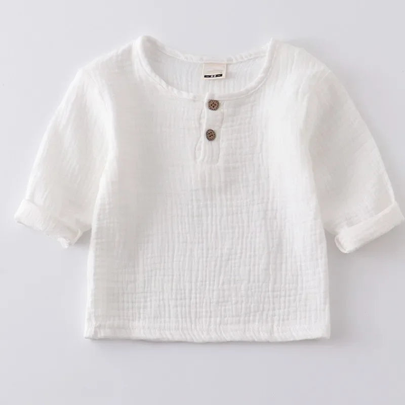 T-shitrs in cotone organico per neonati neonati Toddlers ragazzi top Casual primavera estate carino morbido mussola vestiti 0-6 anni maglietta morbida