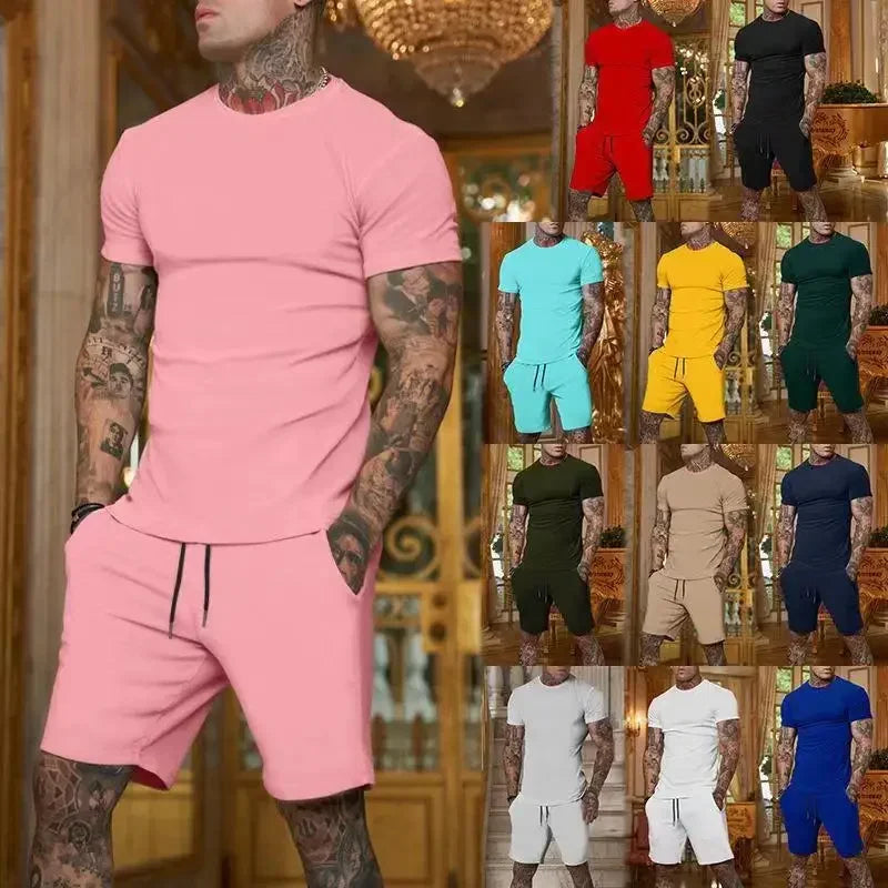 T-shirt e pantaloncini a maniche corte per abbigliamento sportivo traspirante da uomo nuovo estate 2025 set di abbigliamento popolare ad asciugatura rapida