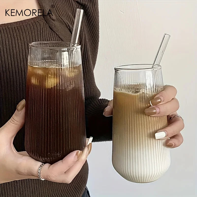 4/6PCS Resistente Al Calore Costola Caffè Bicchieri di Acqua Strisce Verticali Tazza di Tè per Bere Latte Birra Vino Succo di Bicchieri Set Regalo