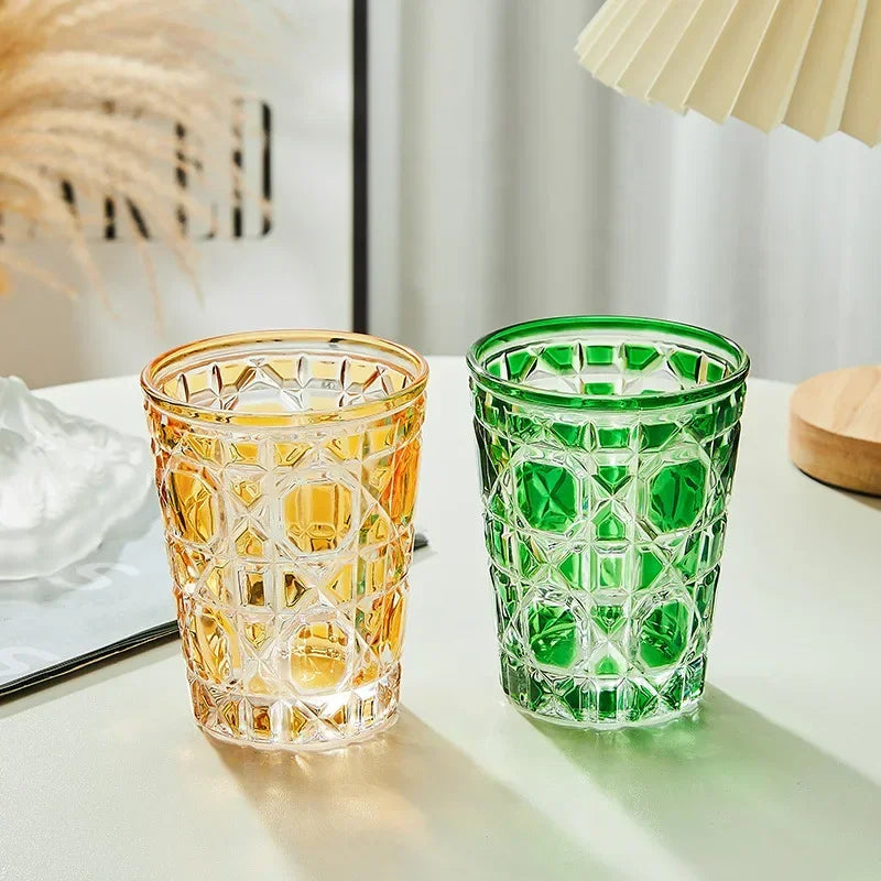 Bicchieri da whisky creativi scozzesi colorati in stile europeo, boccali di birra, bicchiere intagliato a mano, tazza d'acqua, tazza di vino, geometrico