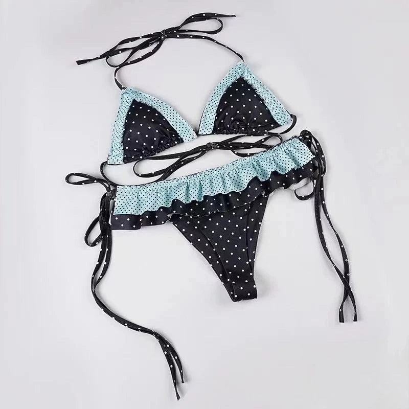 Set Bikini a 4 Pezzi con Vita Alta Fairy Sweet per Donne 2026 - Costume da Bagno Trendy Stampato Chic per Vacanze al Mare Festa Estiva alla Moda