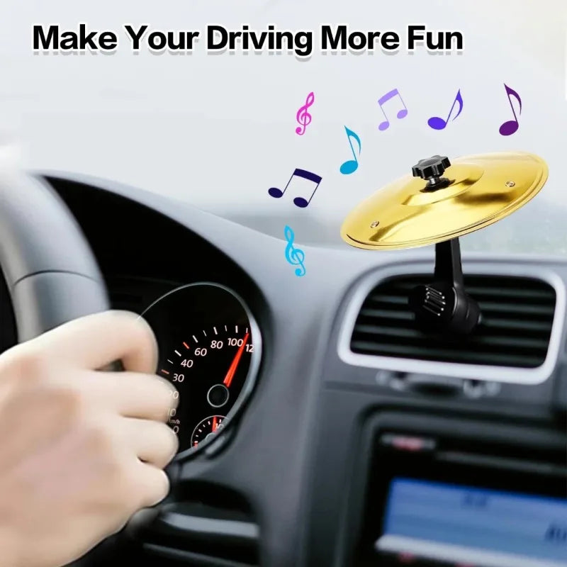Mini tamburo musicale con presa d'aria a clip, piattino in lega Prese d'aria per auto Bacchetta Accessori decorativi Facile da installare Stile morsetto