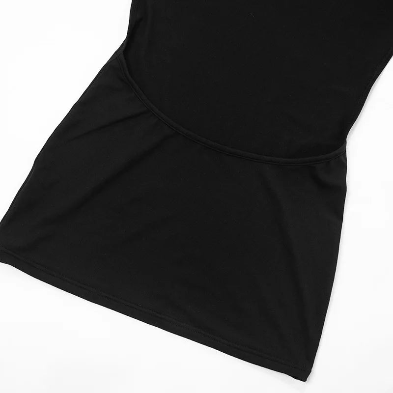 Mini Abito Estivo Sexy Nero Y2K da Donna, Senza Schienale, Attillato, Senza Maniche, per Feste, Club, Spiaggia, Vacanze, Regalo