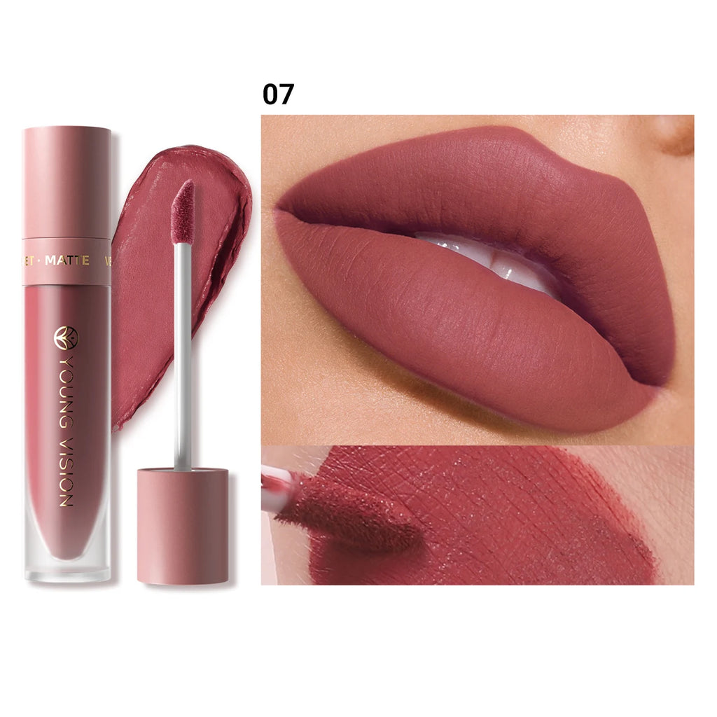 Lucidalabbra opaco in velluto velluto opaco liscio rossetto rimpolpante dimensionale facile da applicare lucidalabbra a tubo quadrato impermeabile tre