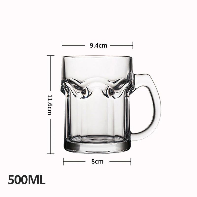 HeY LiLac 500ML Boccale di birra Bicchiere da bere durevole con manico Bicchiere trasparente con stecche Birra Stein Bicchiere da caffè Bicchieri JT547