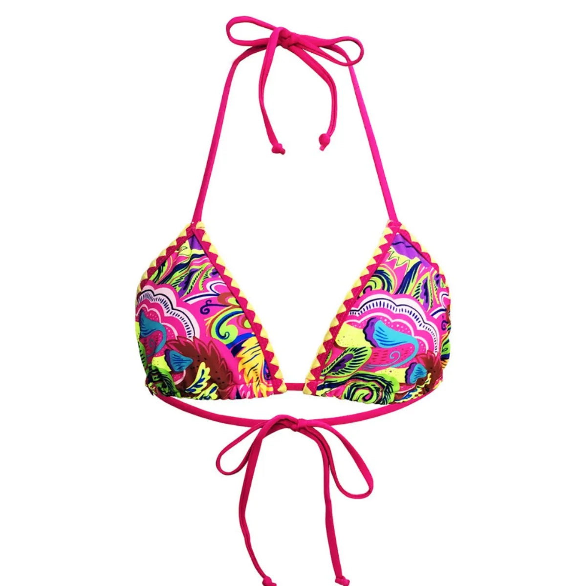 Costume da Bagno Bikini Sexy e Confortevole con Stampa Tropicale, Modello a Tre Punti per Donna, in Tessuto di Poliestere con Imbottitura Senza Supporto in Metallo