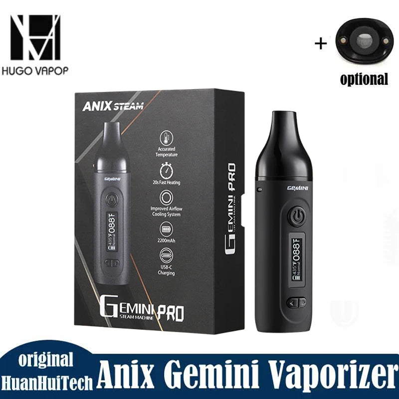 Kit vaporizzatore originale Anix Gemini per erbe secche Batteria da 2200 mAh Camera di riscaldamento in acciaio inossidabile con schermo OLED Kit di erbe per penna Vape