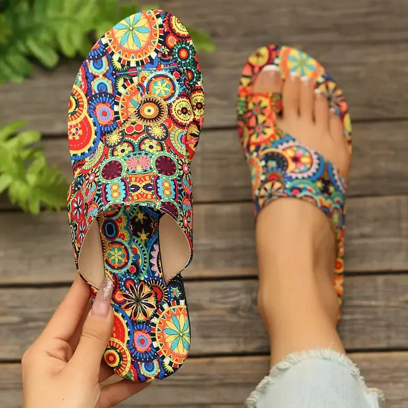 Ciabatte da Donna con Motivo Floreale Bohémien, Sandali Casual Leggeri, Infradito alla Moda, Ciabatte Comode per Casa, Disponibili in Taglie Grandi