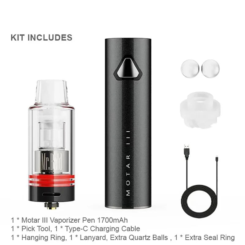 Kit Tubu Motar III originale, atomizzatore Motar 3, penna vape con batteria integrata da 1700 mAh, camera in quarzo vs Yocan Orbit Vape