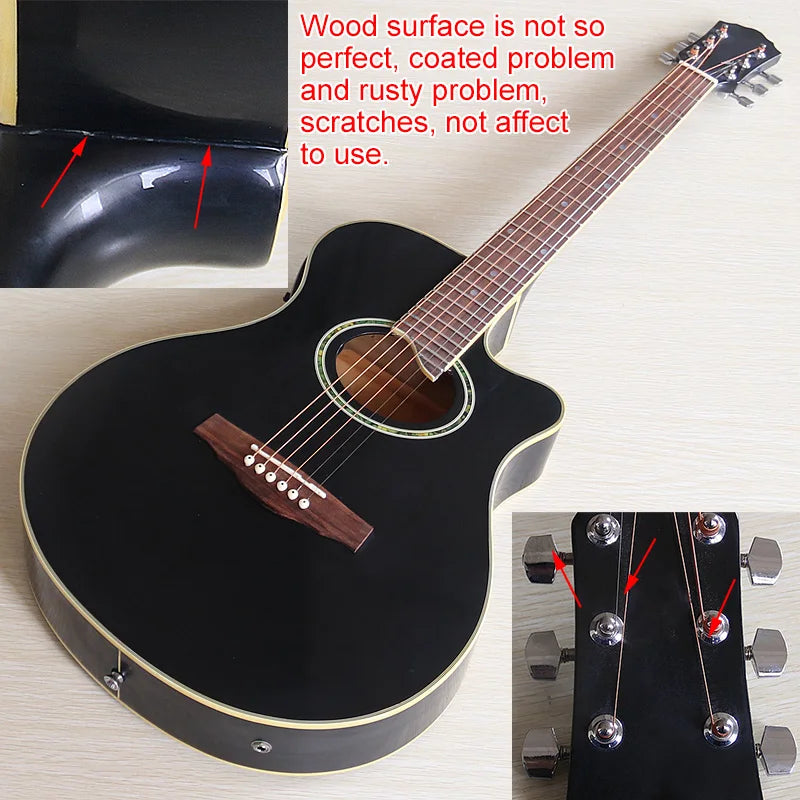 Chitarra elettrica acustica a corpo sottile Chitarra per principianti con Gig Bag gratuito Corda libera Colore bianco naturale Sunburst nero