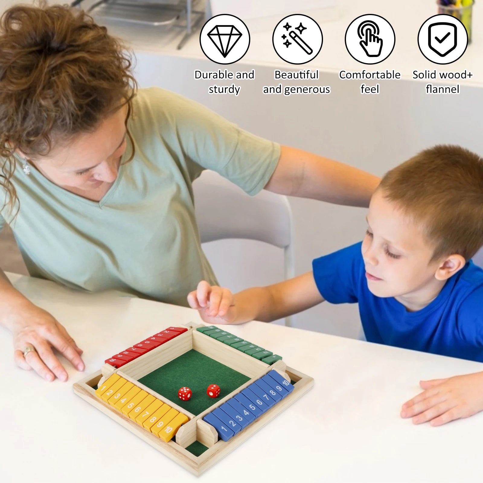 4 giocatori Chiudi la scatola Gioco di dadi Tavolo di legno Tavolo per famiglie Gioco di matematica Interazione genitore-figlio Classici Gioco da tavolo Versione