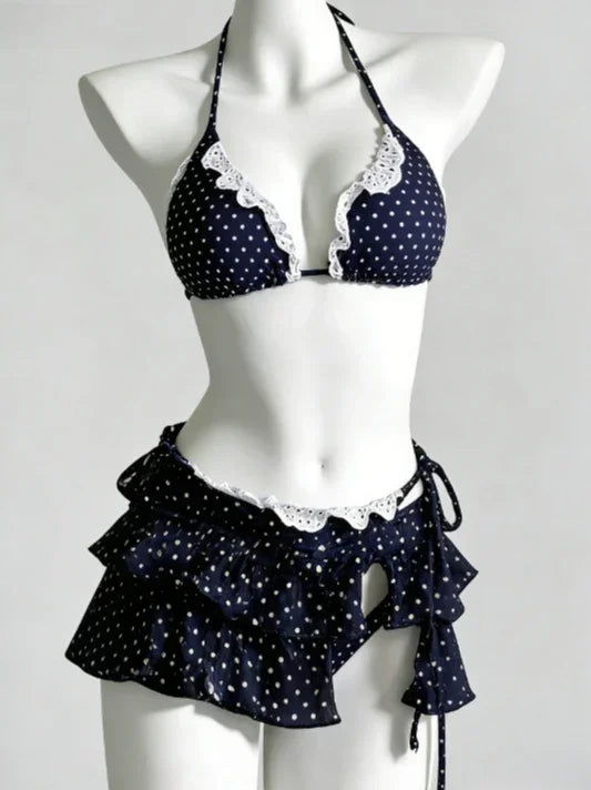 Set Bikini a 4 Pezzi con Vita Alta Fairy Sweet per Donne 2026 - Costume da Bagno Trendy Stampato Chic per Vacanze al Mare Festa Estiva alla Moda