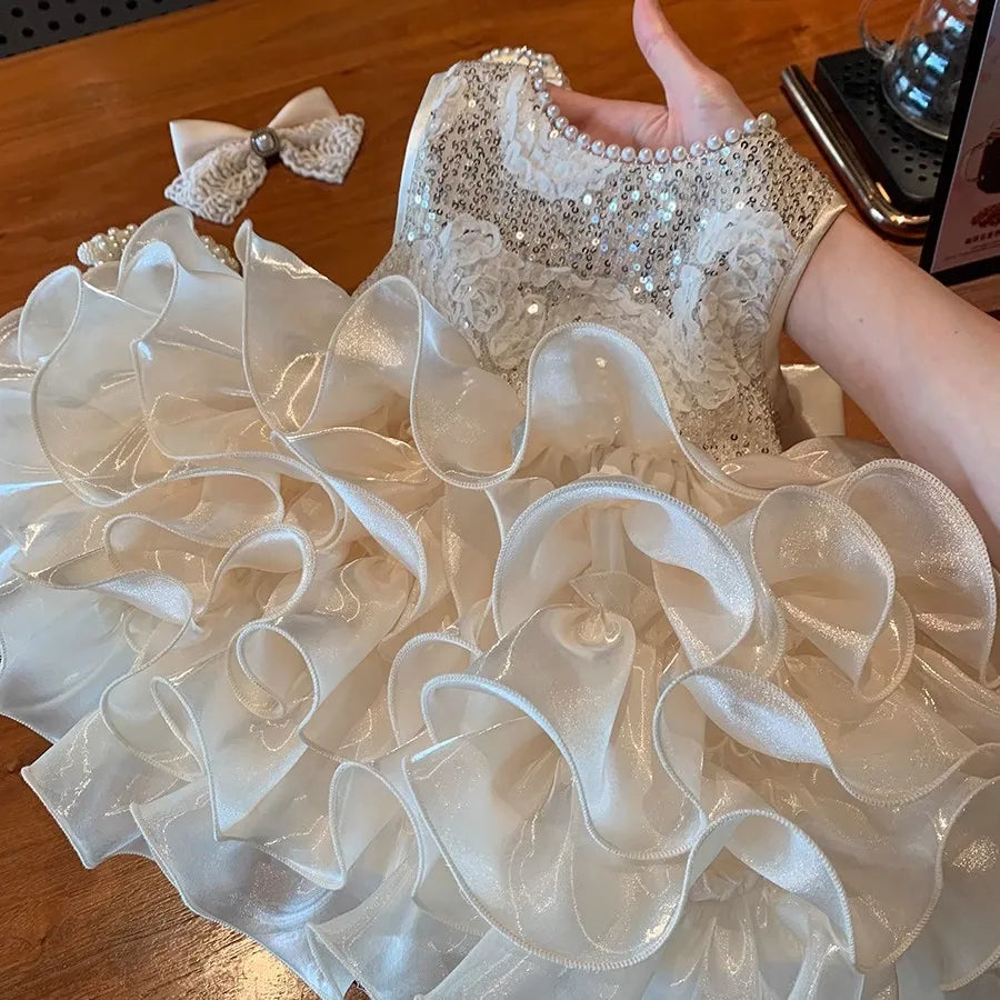 Abito da bambina per neonato, abito da principessa, fiocco grande per bambino, primo anno, compleanno, matrimonio, battesimo, festa infantile, abito tutu