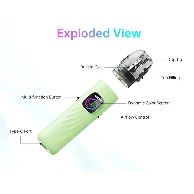 Hellvape Vsee One Pod Kit Vape Pen Batteria 1000mAh 30W 2ml Cartuccia 0.8ohm con Riempimento Laterale Sigaretta Elettronica