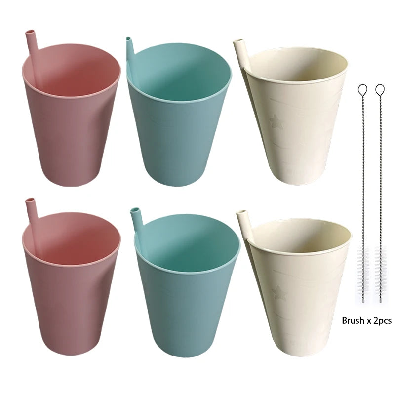 Bicchiere in plastica con cannuccia per bambini e adulti, bicchiere Sippy da 6 pezzi per uso quotidiano, senza BPA