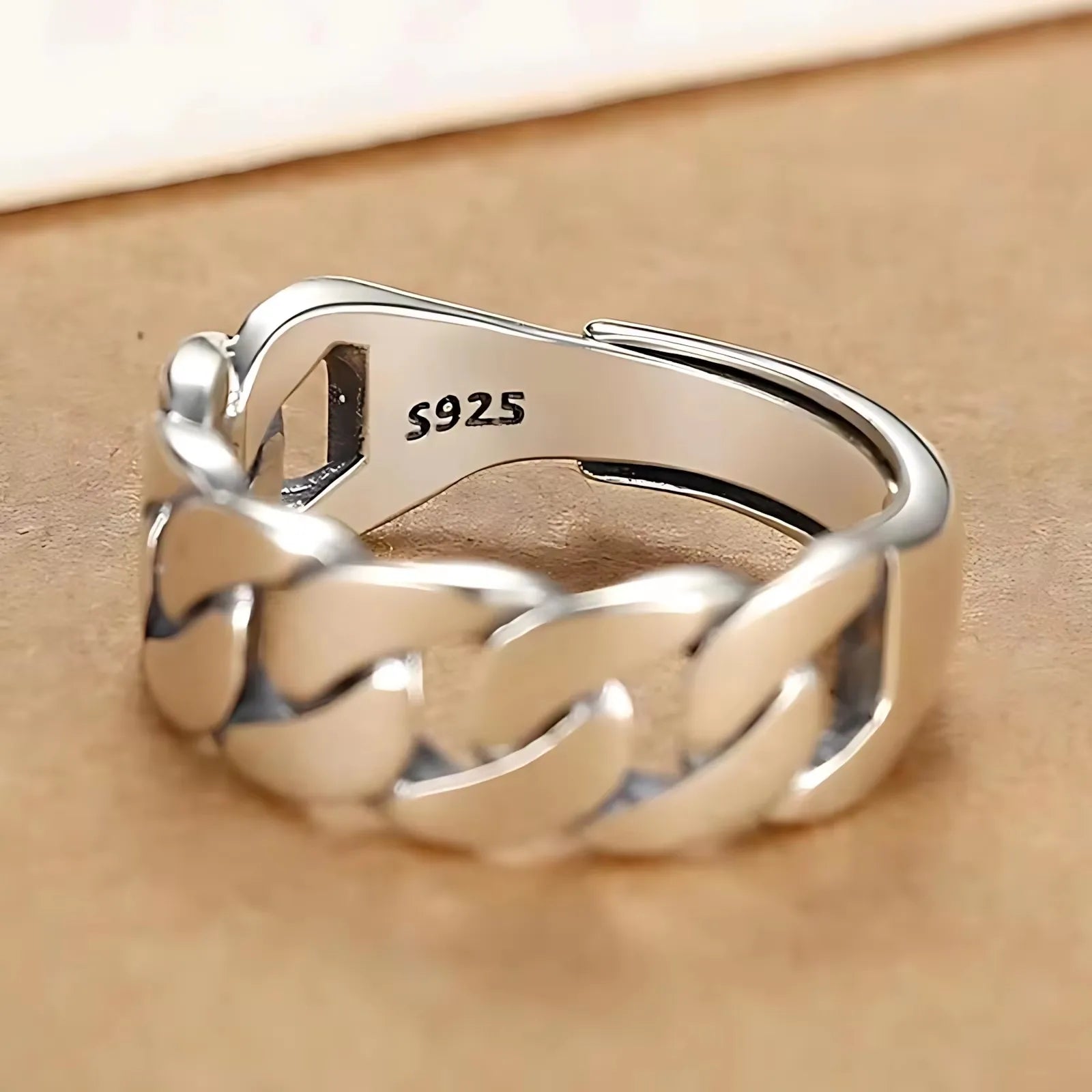 PANJBJ 925 anelli in pietra nera geometrica in argento sterling per le donne ragazza coreana semplice regolabile coppia gioielli Dropshipping