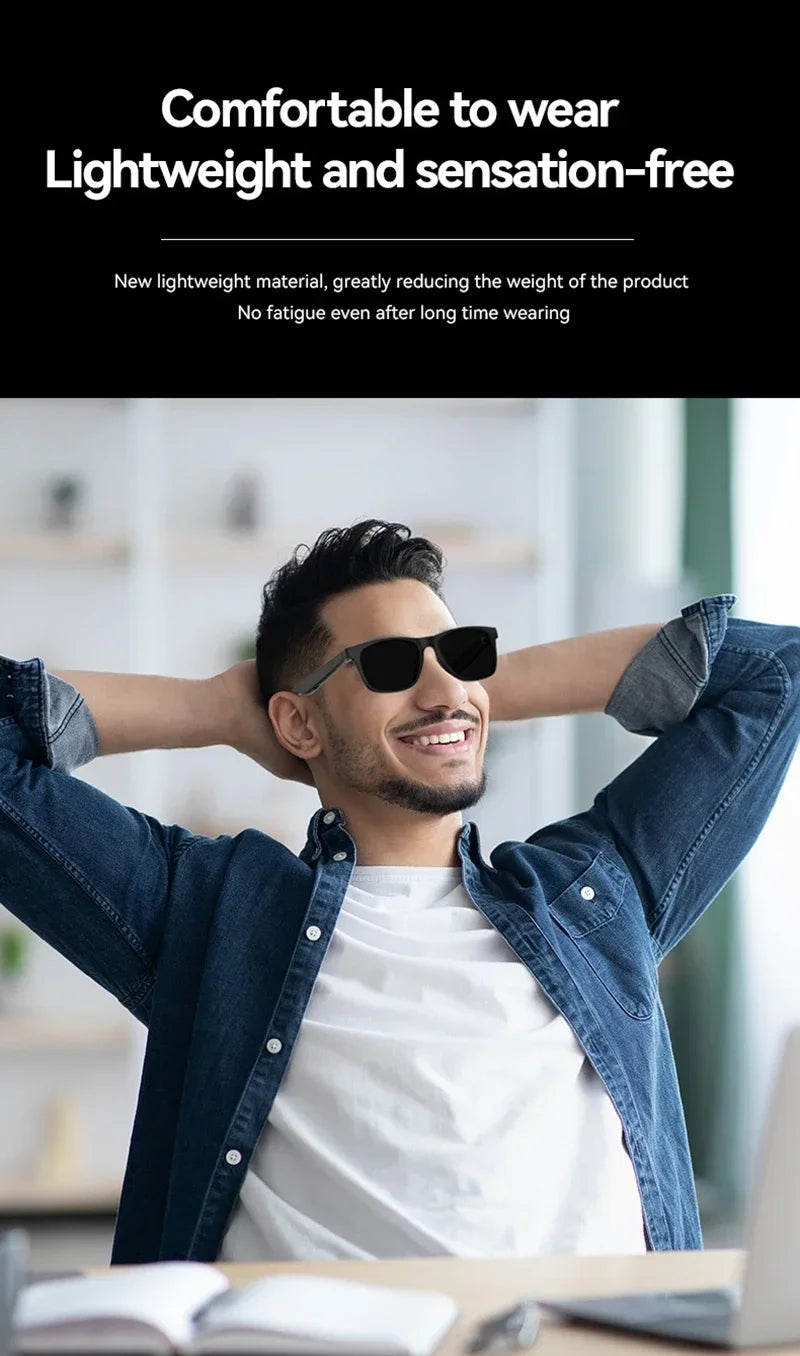 Occhiali intelligenti Lenovo AI con controllo remoto, fotografia touch, assistente vocale, chiamate Bluetooth wireless, cuffie per uomo e donna, idee regalo