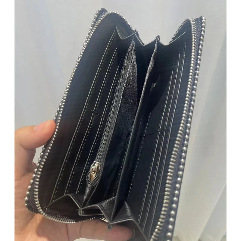 Nuovo Portafoglio da Donna ZV in PU con Catena Metallica, Porta Carte, Pochette in Denim, Portamonete, Portafoglio Piccolo