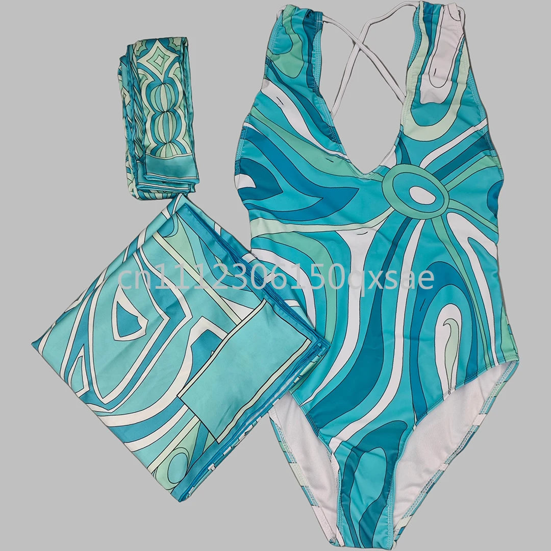 Costumi da bagno da donna rosa con foulard e logo a lettere, set bikini con foulard e fascia per capelli, abbigliamento da spiaggia