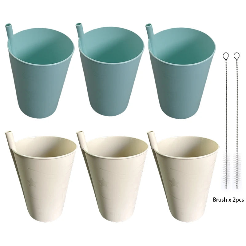 Bicchiere in plastica con cannuccia per bambini e adulti, bicchiere Sippy da 6 pezzi per uso quotidiano, senza BPA