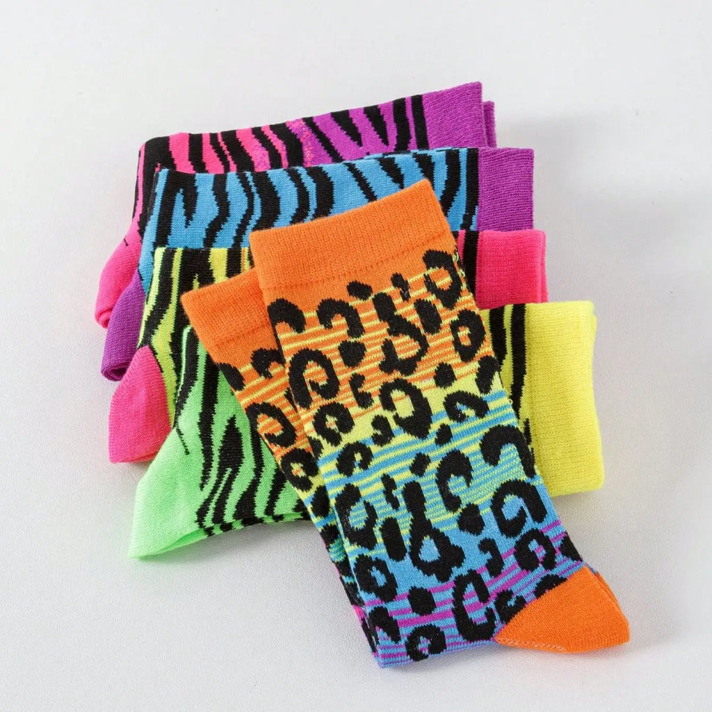 5 Pairs UNISEX Leopard Print Personalized Fashion Breathable Thin Funny Sweat-absorbing Spring Simple Socks For Girls Wholesale