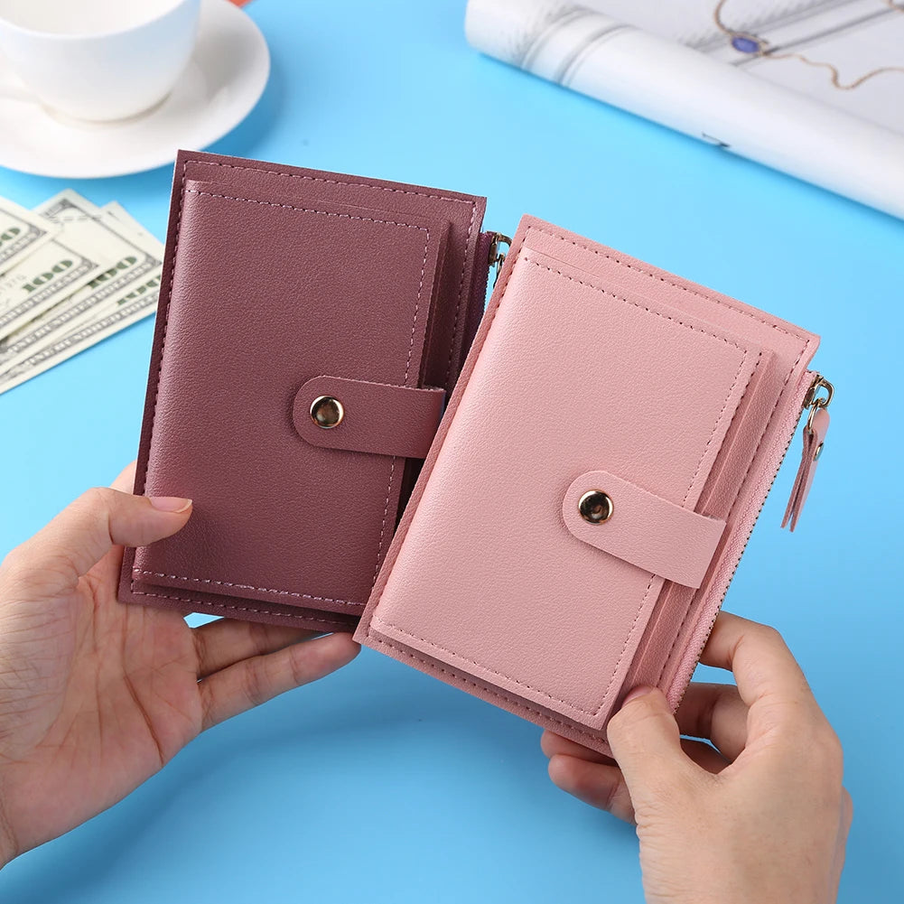 Portafogli da donna Borsa da donna in pelle PU Mini Hasp Porta carte multi-carta solida Portafogli corti Portafoglio piccolo sottile con cerniera Hasp