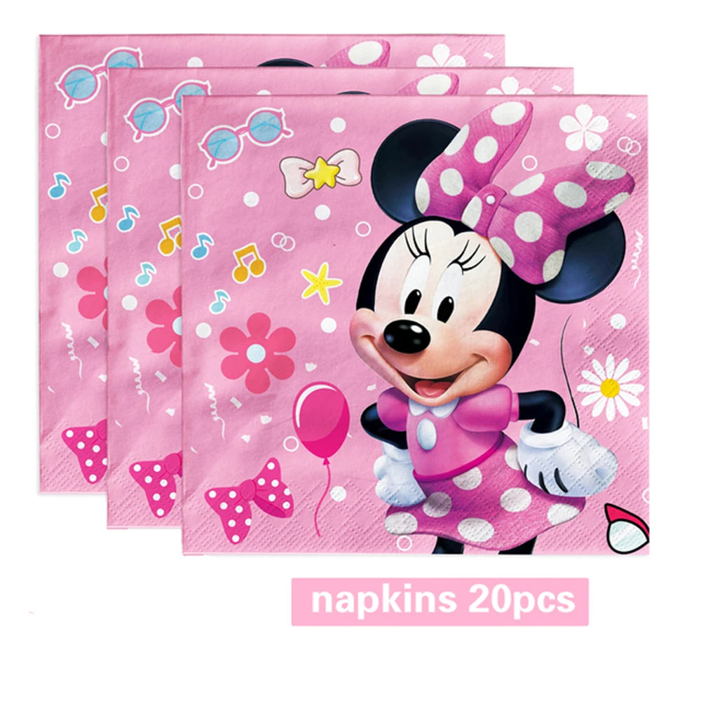 Set per Festa di Compleanno Minnie Mouse: Stoviglie, Bicchieri, Piatti, Tovaglioli, Tovaglia per Ragazze e Decorazioni Baby Shower