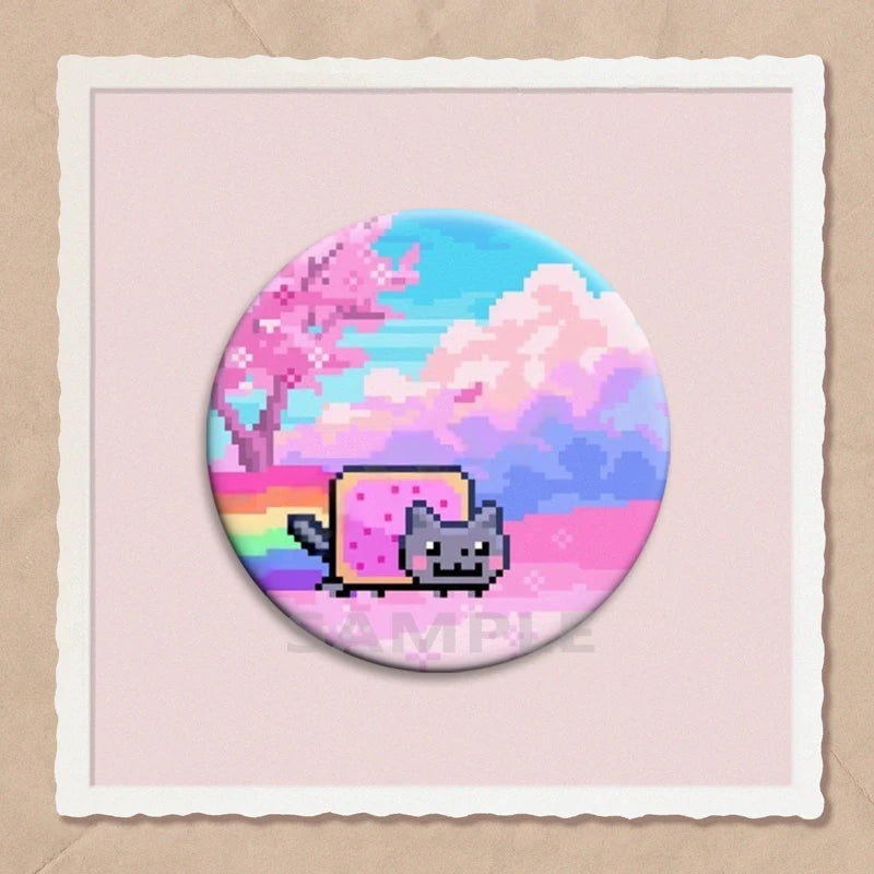 Simpatico e divertente arcobaleno gatto alieno spille con bottoni zaino abbigliamento decorazione spilla cartone animato fantascienza distintivo gioielli regali per bambini