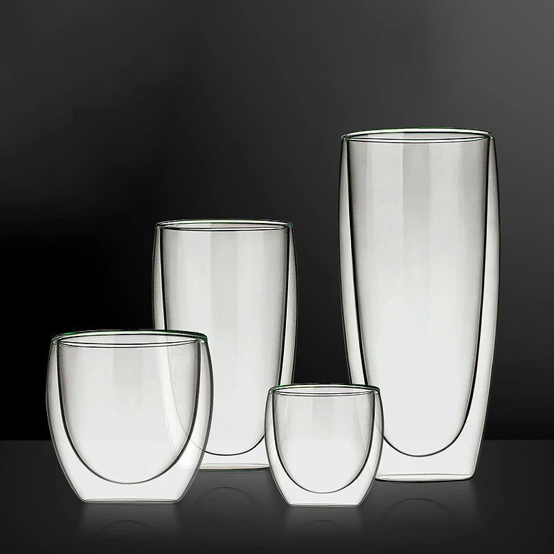 Tazza da caffè in vetro trasparente latte whisky tè birra doppio creativo resistente al calore Cocktail Vodka tazza da vino bicchiere bicchieri regalo