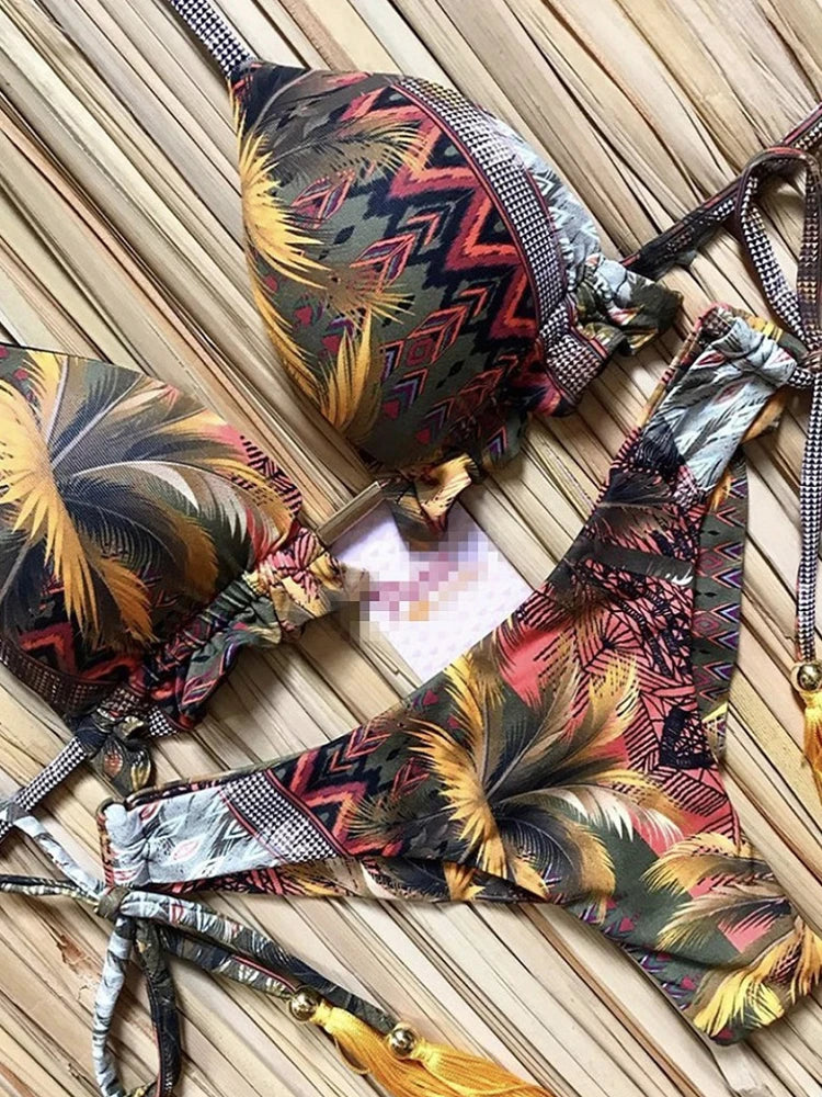 2021 Set bikini sexy 2 pezzi Hot Stamp Sport Costumi da bagno Donna Beachwear Push-Up imbottito Costume da bagno Body Bagnante squisito