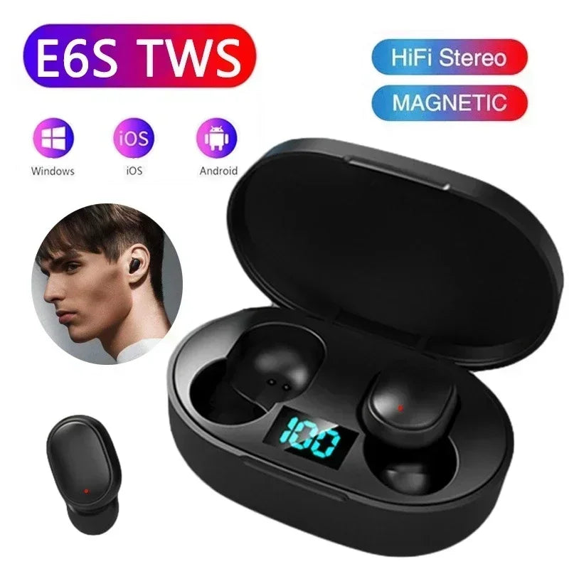 Auricolari Bluetooth wireless E6S Auricolare Bluetooth TWS Auricolari wireless Auricolari con cancellazione del rumore con cuffie con microfono