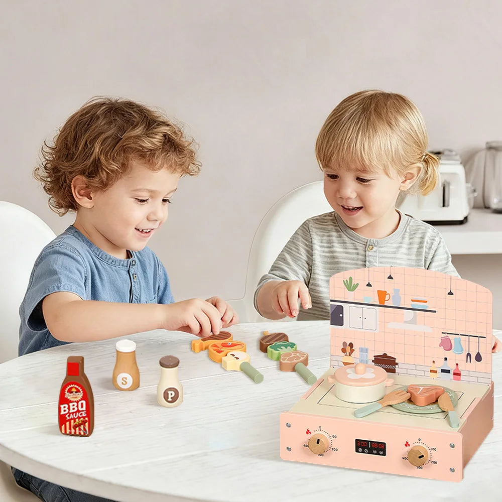 Cucina da gioco per bambini Giocattoli in legno Set da gioco da cucina per bambini con cibo da gioco Accessori da cucina Set da cucina Regalo per ragazze e ragazzi dai 3 anni in su