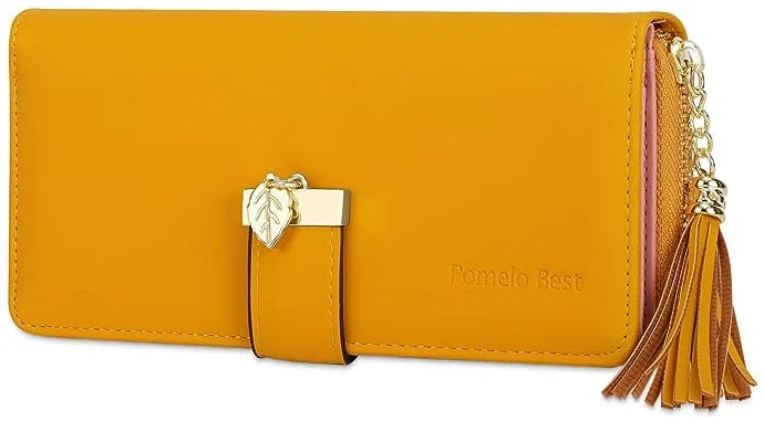 Pomelo Il miglior portafoglio da donna in tinta unita: cinturino da polso con pochette multi-carta in vera pelle con blocco RFID