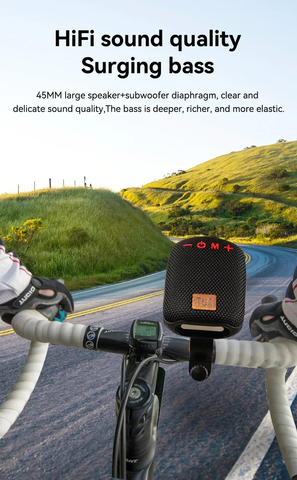 TG392 Mini altoparlante Bluetooth portatile per bicicletta da esterno Radio FM impermeabile Supporta altoparlante wireless per bicicletta subwoofer TWS/TF/AUX
