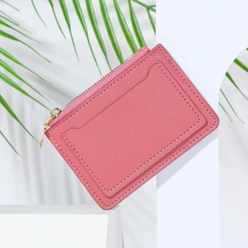 Portafogli da donna Borsa da donna in pelle PU Mini Hasp Porta carte multi-carta solida Portafogli corti Portafoglio piccolo sottile con cerniera Hasp