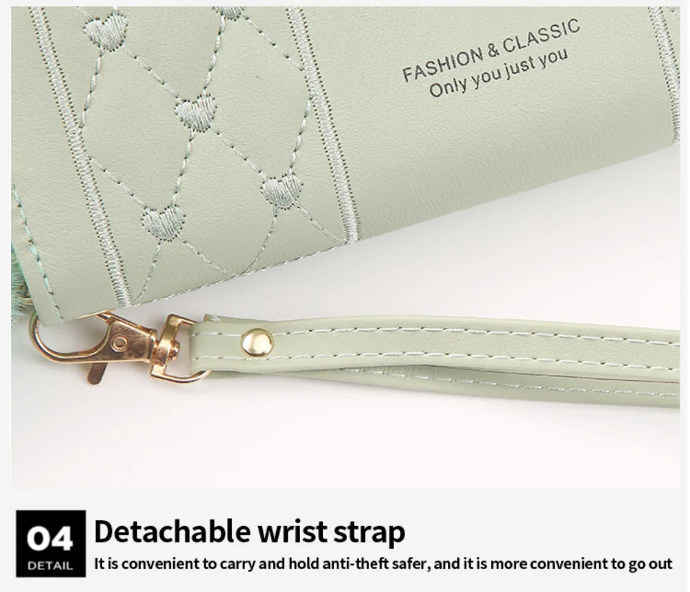 Portafoglio lungo da donna porta carte di credito in pelle Pu portamonete con cerniera Hasp di grande capacità portamonete Multi Card Organizer borsa da polso per cellulare