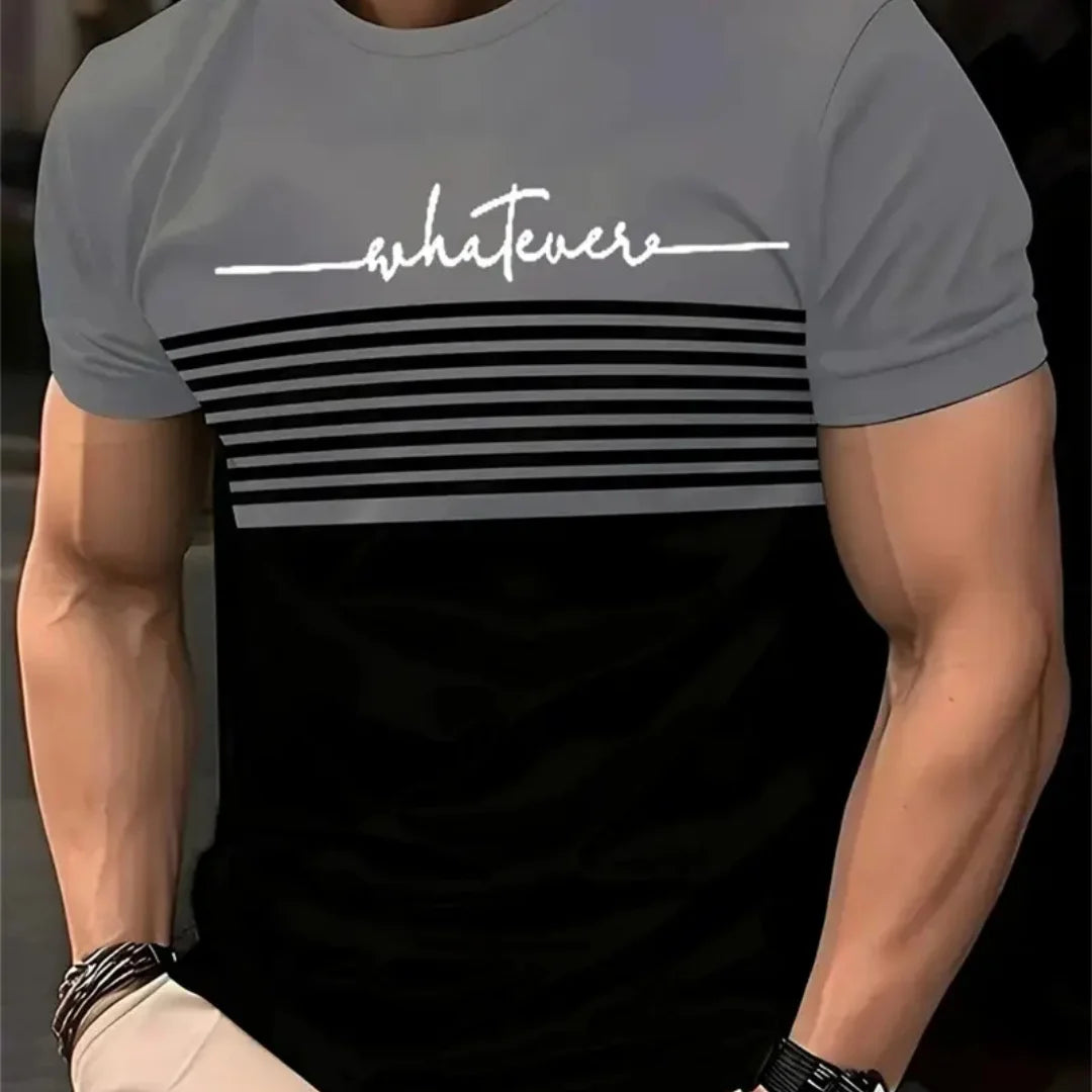 T-shirt oversize T-shirt da uomo Moda estiva Casual Girocollo Manica corta Top T-shirt da uomo stampata a righe